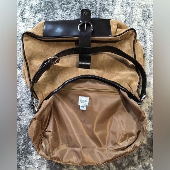 Vintage Wilson’s Leather Purse 90s Maxima Suede Shoulder Bag Y2K Tan Beige Zip - Picture 5 of 8